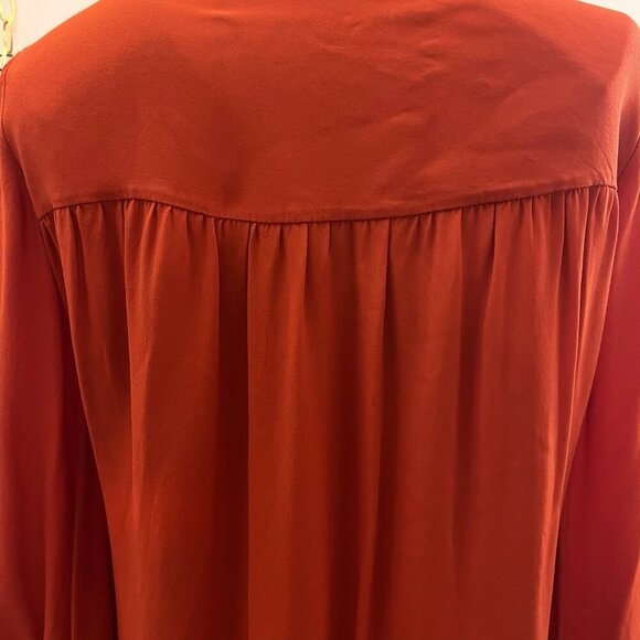 Massimo Dutti . Sz 2. Red Rayon Embroidered Long Sleeve Blouse. Asymmetric B95 - Picture 4 of 7